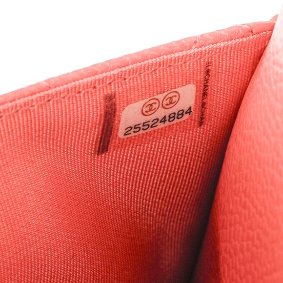 Chanel Coral Pink Caviar Quilted Classic Wallet on Chain - Picture 12 of 14